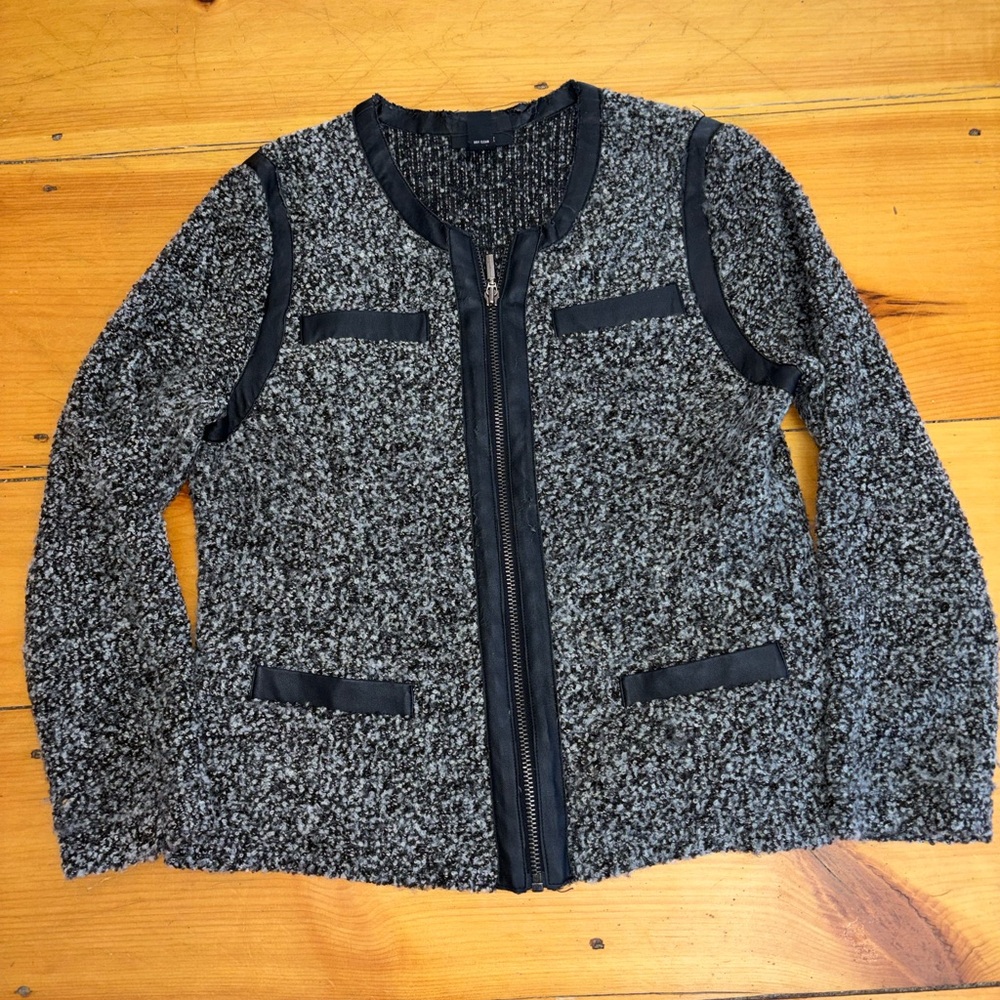 Alfani Charcoal & Black Textured Zip Jacket – Size 14
